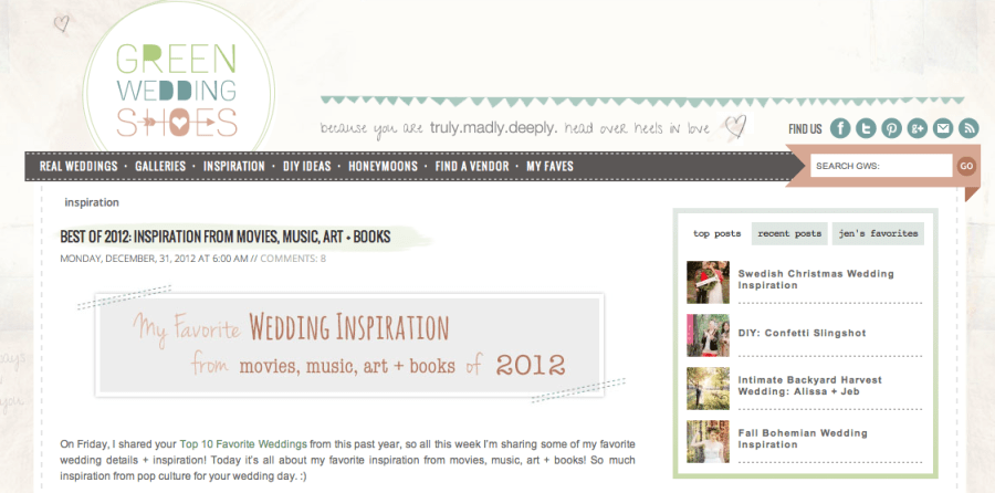 Featured | Green Wedding Shoes Top Inspiration Shoots of&nbsp;2012